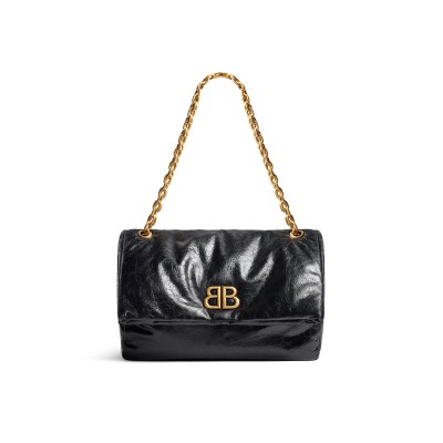 BALENCIAGA WOMEN'S MONACO CHAIN BAG MEDIUM IN BLACK 7659452AAR81000 (32.5*22*9.9cm)